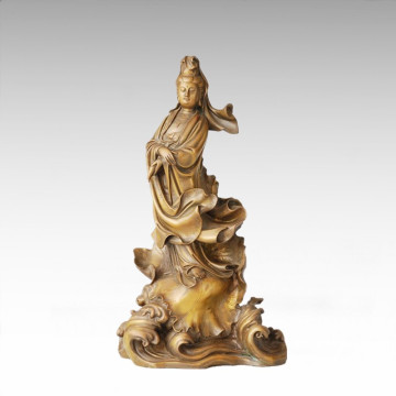 Buddha Statue Avalokitesvara/Lotus Guanyin Bronze Sculpture Tpfx-024